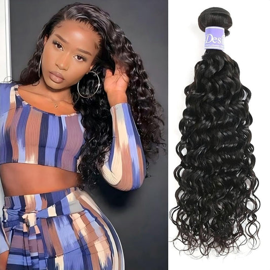 Water Wave Bundles Human Hair 1 Bundles 12Inch Water Wave Bundles 10A Brazilian 100% Unprocessed Virgin Human Hair Wet and Wavy Bundles Double Weft Curly Weave Natural Black