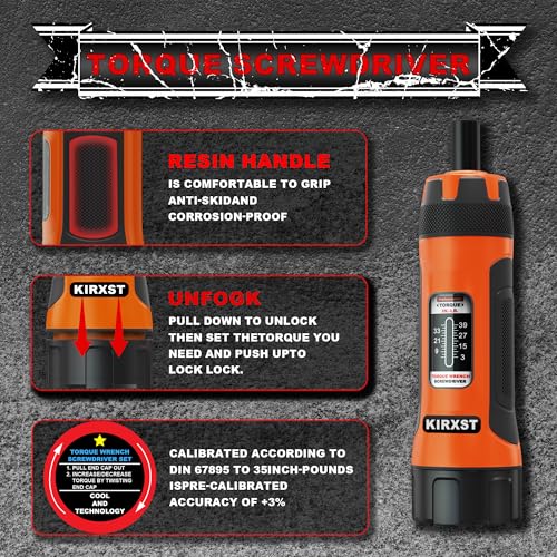 31 PCS 1/4" Drive Torque Screwdriver, 3-39 Inch Pounds Torque Screwdriver Set with S2 Bits and Socket Adapter for Maintenance, Screwdriver Set for Tools, Bike Repairing and Mounting - size: 3-39inch.S