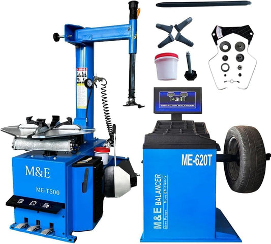 2.0HP Swing Arm 24" Clamping Tire Changer Wheel Changer Machine Tires Machine Wheel Balancer Tire Changer Machine Combo (ME-T500+B620)