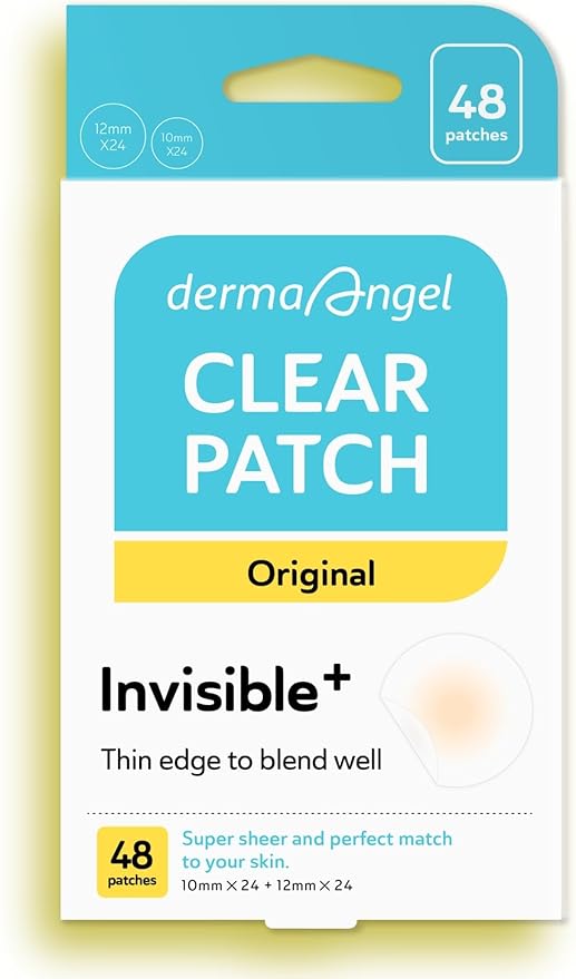 DERMA ANGEL Ultra Invisible Acne Patches for Cystic Acne Treatment Pimple Patches for Cystic Acne Blemish Patches Hydrocolloid Patches - Day & Night Use - UPGRADED (Acne Specialist 48 Count 3 Sizes)