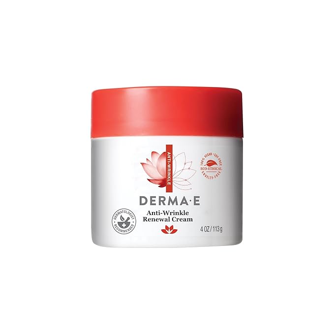 Derma E Anti-Wrinkle Renewal Skin Cream – Vitamin A Wrinkle Treatment Cream – Vegan Anti-Aging Moisturizer to Smooth & Renew Aging Skin, 4 oz