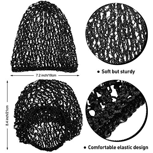 6 Pieces Hair Net Snoods for Women Sleeping Mesh Soft Rayon Knit Crochet Hairnet Long Short Curls Hair Cover Accessory (Black, Blue, Pink, Purple, Gray, Khaki)