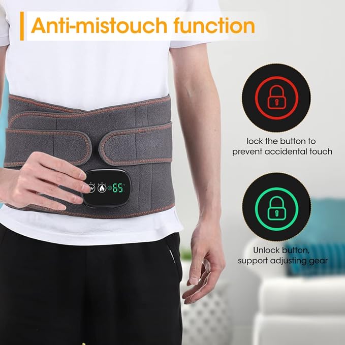 Heating Pad Back Brace with Heat and Massage,Heated Back Massage with Rechargeable Battery, Back Heat Support Belt for Men Women, Heating pad with Massager for Back