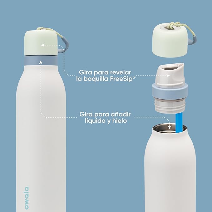 Owala FreeSip Twist Insulated Stainless Steel Water Bottle with Straw for Sports and Travel, BPA-Free, 24-oz, Green/White (Iced Breeze)