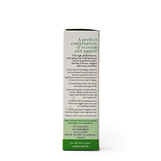Advanced Anti Aging Serum with Plant Stem Cells, Advanced Peptides,Science Backed Probiotic Technology, Vegan, Organic & Natural Ingredients