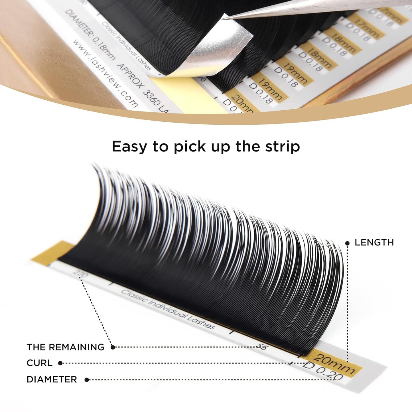 LASHVIEW D Curl 11mm Silk Mink Fake Eyelash Extensions 0.20 Thickness Natural Thick Lashes Semi-Permanent Individual Eyelashes Application for Professional Salon Use