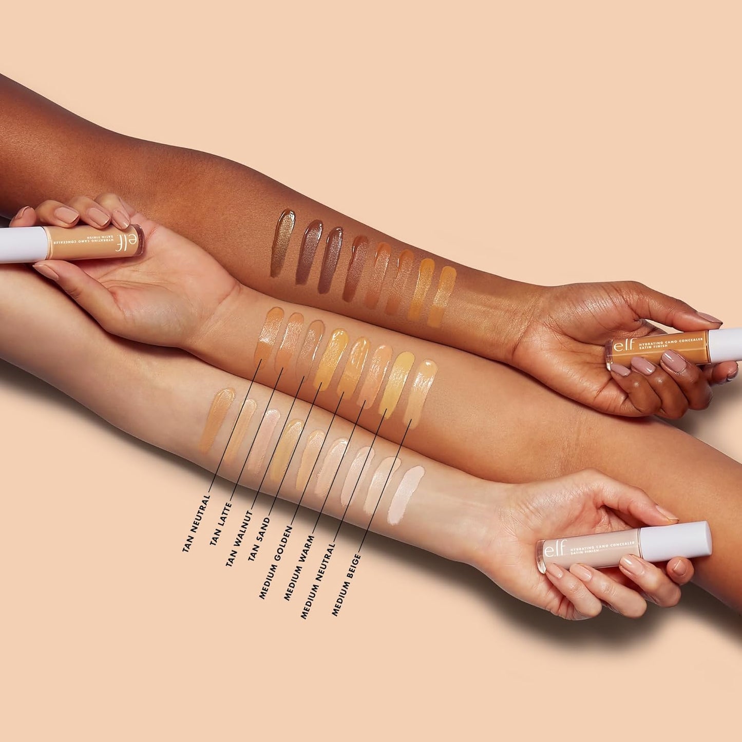 e.l.f. Hydrating Camo Concealer, Covers Blemishes & Under-Eye Circles, Full-Coverage & Delivers A Satin Finish, Vegan & Cruelty-Free, Tan Walnut