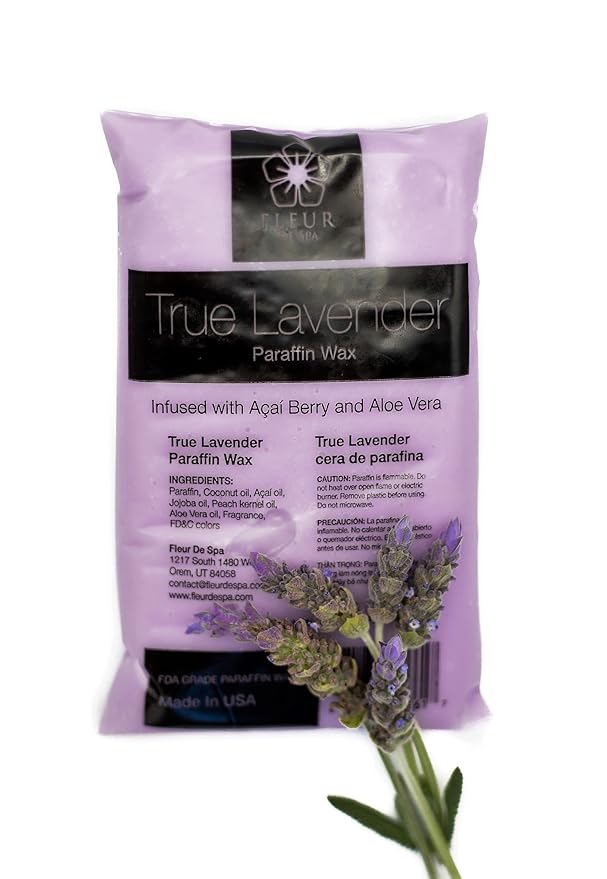 Premium Paraffin Wax Refills - Made in USA - Enhanced and Rich Oil Infusion of Coconut and Jojobo for Luxurious Spa and Home Use on Hands and Feet (True lavender, 1 pound)
