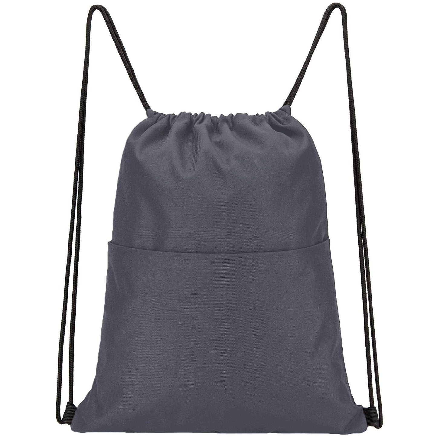 Vorspack Drawstring Backpack Water Resistant String Bag Sports Sackpack Gym Sack with Side Pocket for Men Women - Grey
