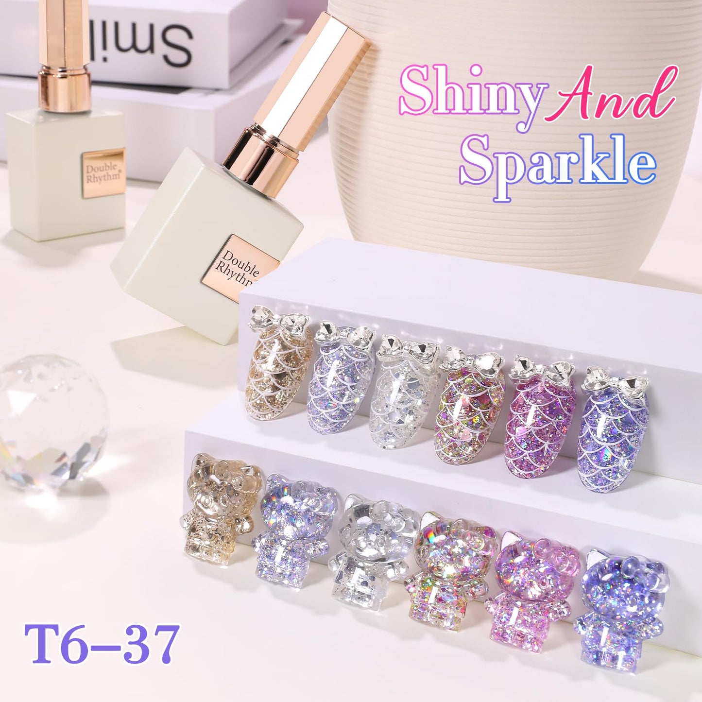 Double Rhythm 0.5Oz Glitter Gel Polish Shimmer Reflective Color for Nail Art Salon DIY Soak Off 15ml Nail Lamp Gel Polish at Home (Golden-B1166)