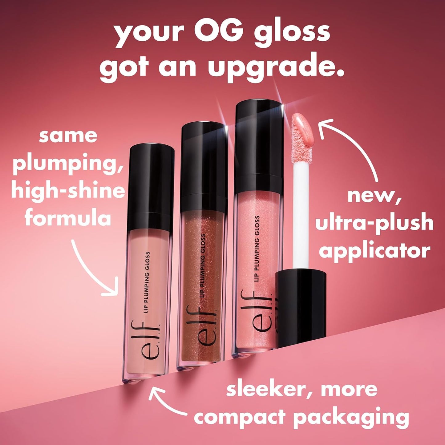 e.l.f. Lip Plumping Gloss, High-Shine Sheer Color, Hydrates & Creates Fuller Lips With Vitamin E, Vegan & Cruelty-Free, Pink Paloma, 0.1 Fl Oz