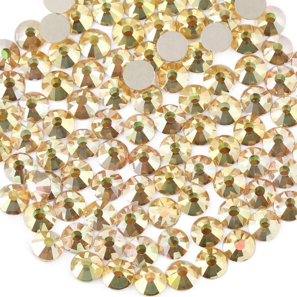 beadsland Flat Back Crystal Rhinestones Round Gems for Nail Art and Craft Glue Fix, Metal Sunlight (2.9-3.0mm) SS12/1440pcs