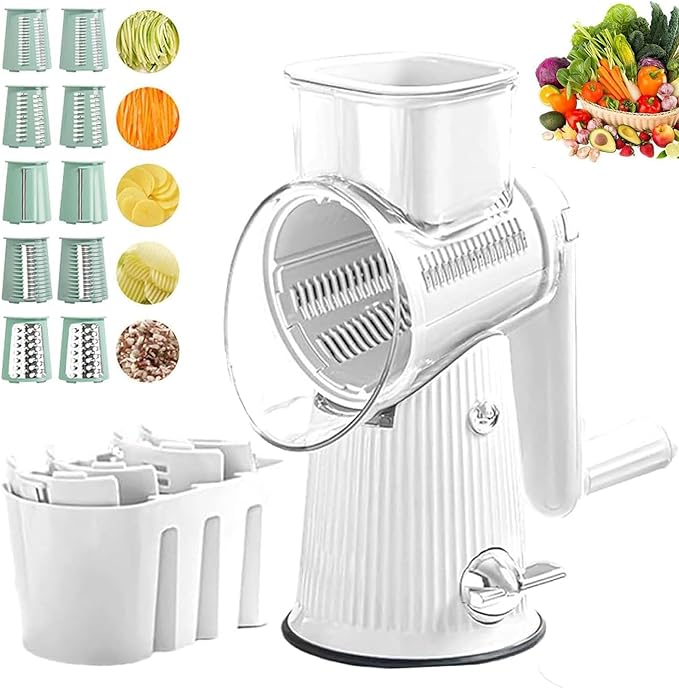 5 in 1 Food Chopper, Multifunction 5 in 1 Chopper Vegetable Cutter Slicer, 5 in 1 Rotary Cheese Grater Vegetable Slicer,Easy to Clean Kitchen Gadgets with Storage Box