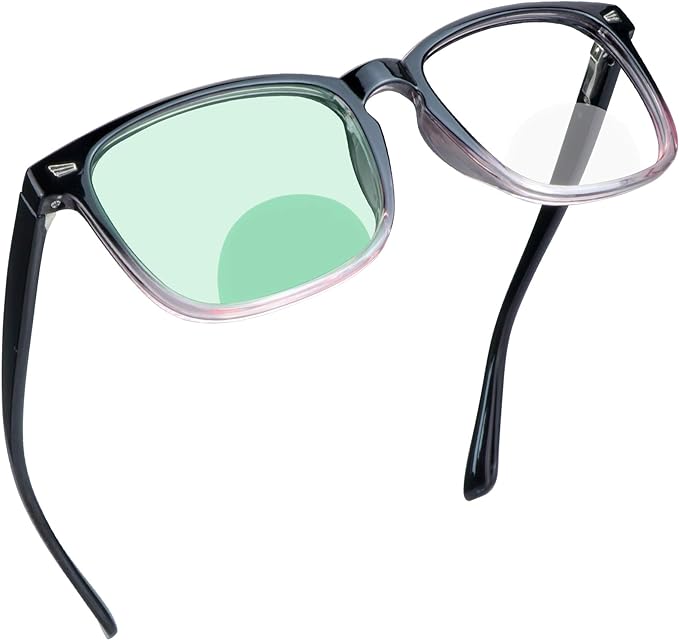 YEIN Bifocal Reading Glasses with Blue Light Blocking Lenses, Bifocal Reader for Women and Men, Vintage Square frame with Spring Hinge (+0.50/+3.00 magnification)