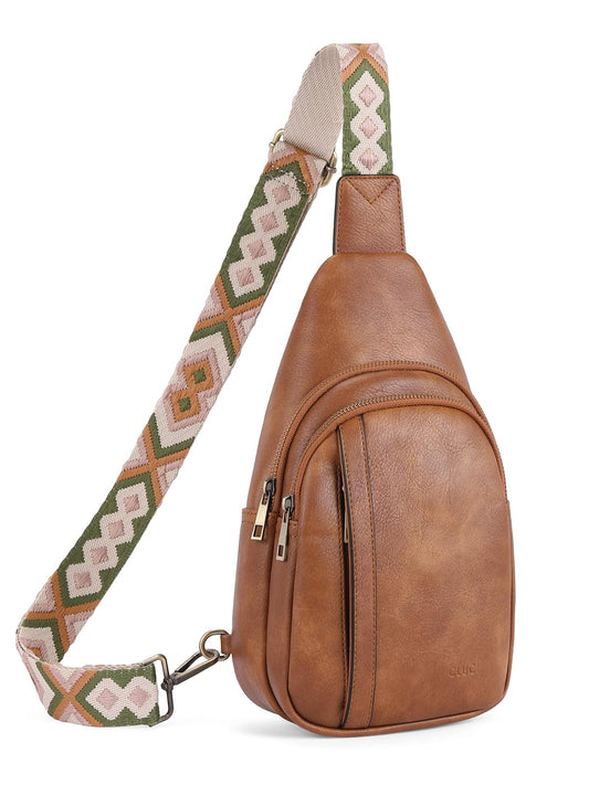 CLUCI Crossbody Bags for Women, Sling Bags for Women, Cross Body Bag for Woman, Leather Crossbody Bags for Women Sling Backpack Crossbody Bag Casual Daypack for Travel Brown