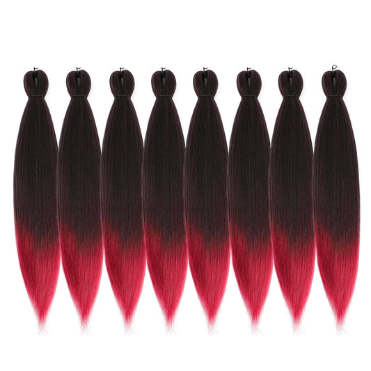 ROSDINA Pre-stretched Braiding Hair - 24 Inch 8 Packs Ombre Burgundy Braiding Hair For Twist or Box Braids, Yaki Texture Hot Water Setting Synthetic Braiding Hair Extensions (24 Inch,T530-8P)