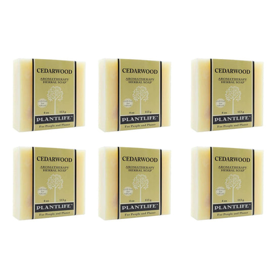 Plantlife Cedarwood 6-Pack Bar Soap - Moisturizing and Soothing Soap for Your Skin - Hand Crafted Using Plant-Based Ingredients - Made in California 4oz Bar