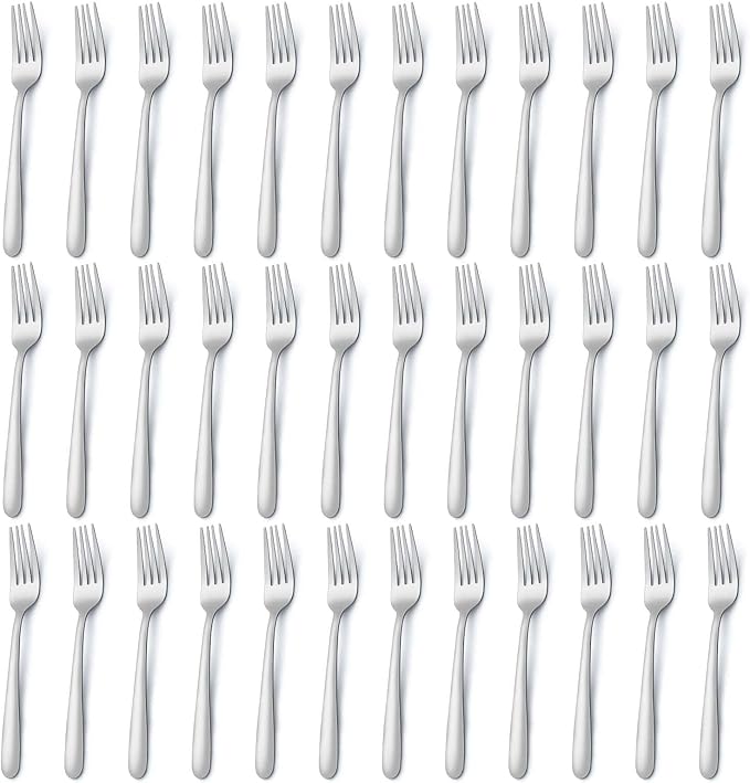 Pleafind 36-Piece Dinner Forks Set (8 inch), Stainless Steel Forks Silverware, Mirror Polished Fork Set, Small Forks for Home, Kitchen, Restaurant, Dishwasher Safe