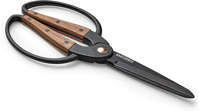 Barebones Garden Scissors - Walnut Scissors - Garden Supplies and Indoor Plant Accessories - Plant Shears with Wide Handles - Comfortable Fit Hand Pruners (Large)