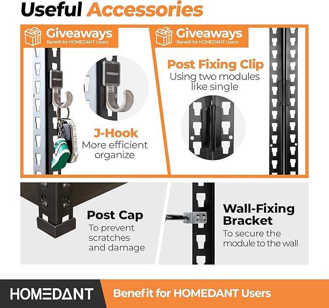 HOMEDANT 5 Tier Storage Shelves Adjustable Laminated Boltless Garage Metal Shelving Unit Heavy Duty Utility Rack Shelf Warehouse Pantry Closet Kitchen 35.9" W x 16.2" D x 71.3" H 1Pack