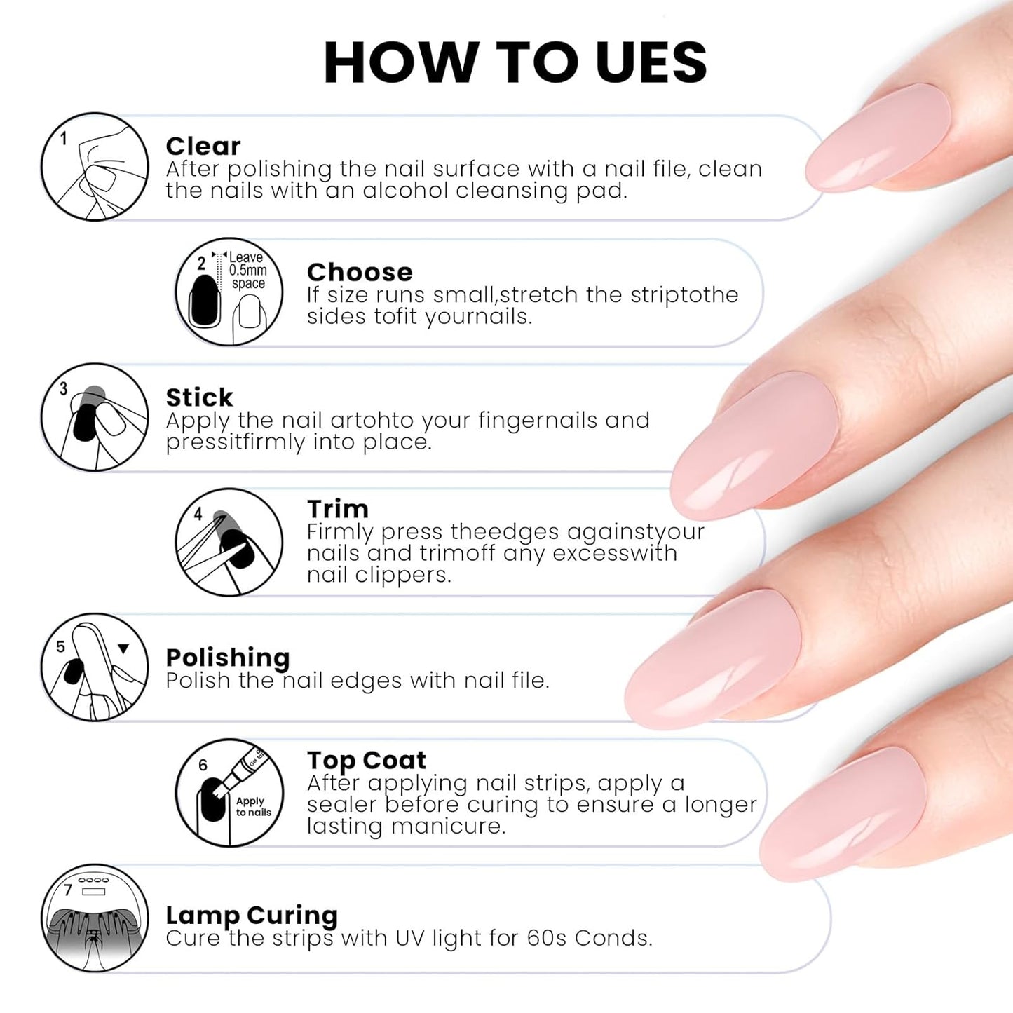 Semi Cured Gel Nail Strips | Built-In Gel Top Coat | UV Light Required | Salon Quality, Easy Application And Removal (Pink White Daisies)