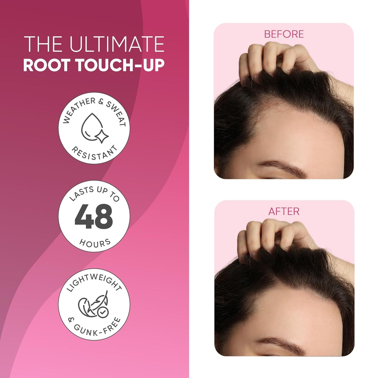 GBG Hairline Powder, Light Brown - 48-Hour Coverage Root Touch Up Powder for Bald Spots, Instant Hair Loss Concealer & Brightening Highlights - Hair Fillers for Thinning Hair for Women & Men, 4g