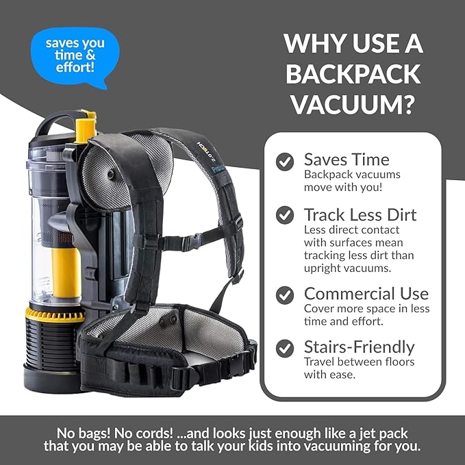 Prolux 2.0 Commercial Bagless Backpack HEPA Vacuum - Pro Model for Professional Cleaners