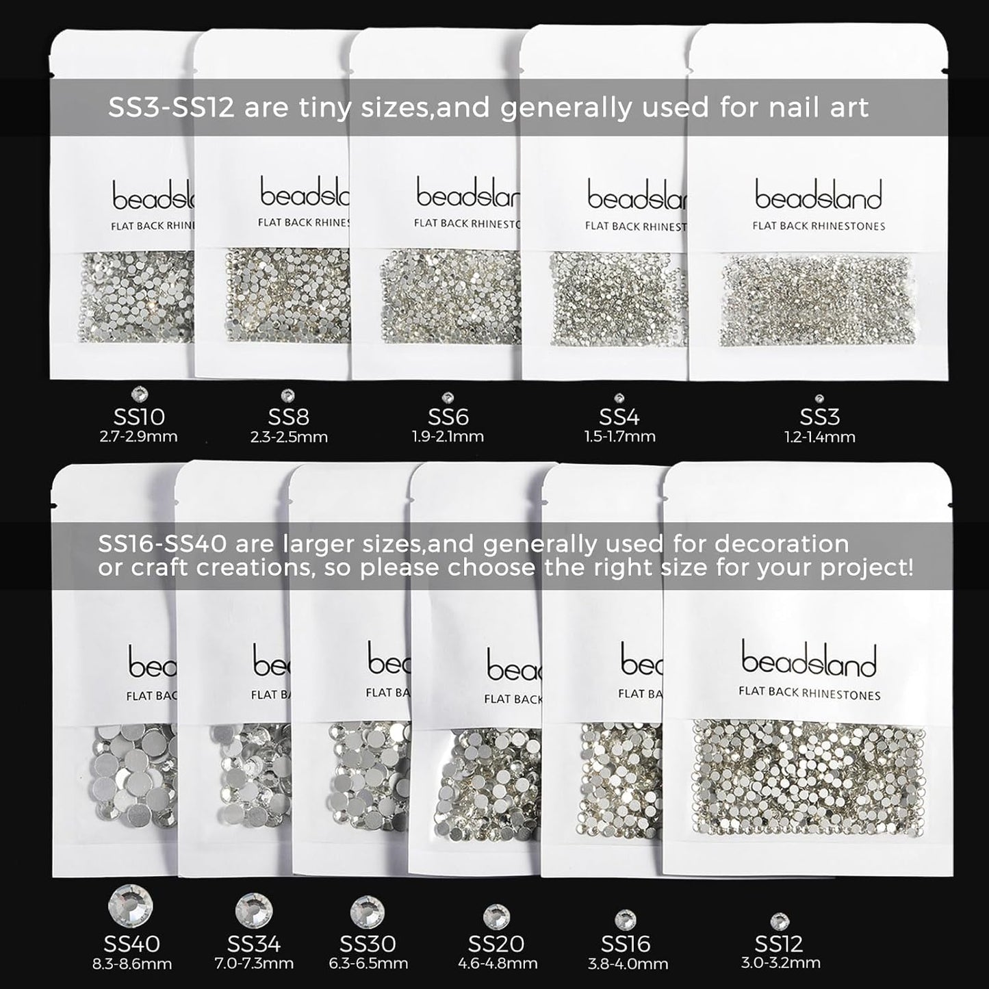 beadsland Flat Back Crystal Rhinestones Round Gems for Nail Art and Craft Glue Fix, Blue Volcano(2.9-3.0mm) SS12/1440pcs