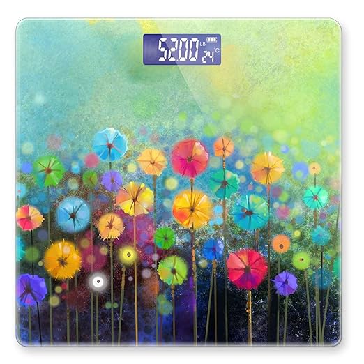 Weight Scale Digital Scale for Body Weight Bathroom Scales Personalized Scale for Body Weight 400 lbs with Large Backlit Display Easy Read - Flower Abstract Art