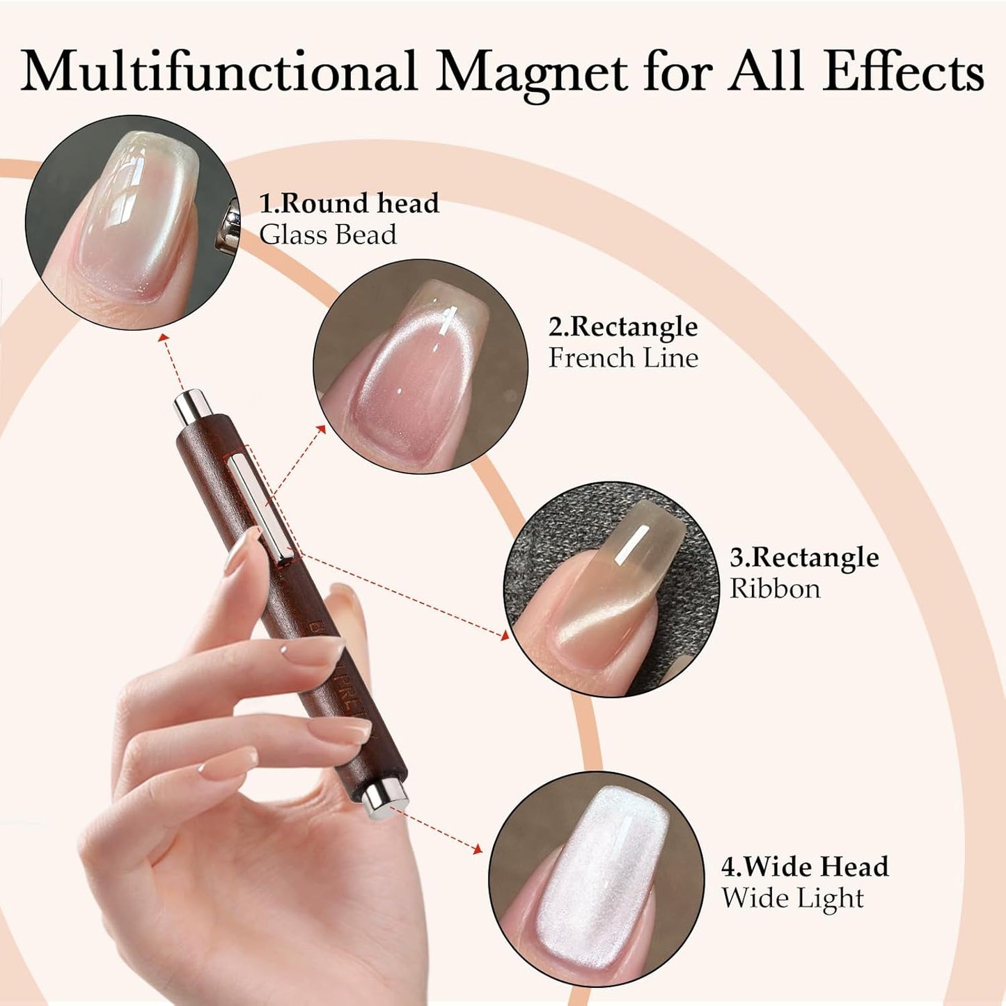 BORN PRETTY 3 in 1 Nail Magnet, Multifunctional Cat Magnetic Eye Nail Polish Magnet Pen, 3D Magnetic Nail Polish Stick for Home DIY, Salon, Studio Nail Art Design Tools