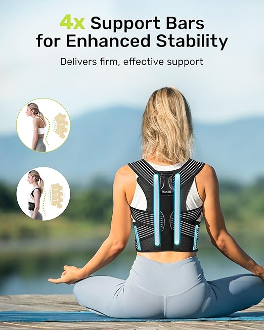 Ergonomic Back Straightener Posture Corrector, Adjustable Non-slip Back Strap Can Wear by Self, lumbar Support for Shoulder Neck Hump Slouching Corrector, Gray Size S (Upper Waist: 29.5"-35.4")