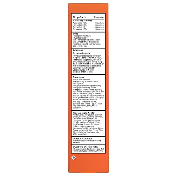 Pacifica Setting Spray Glow Baby Brightening Mist, Broad Spectrum SPF 45, UVA/UVB Protection, Blue Light Protection, Facial Mist, Suncare, Skin Care, Vegan, 1.7 fl oz (1 Count)