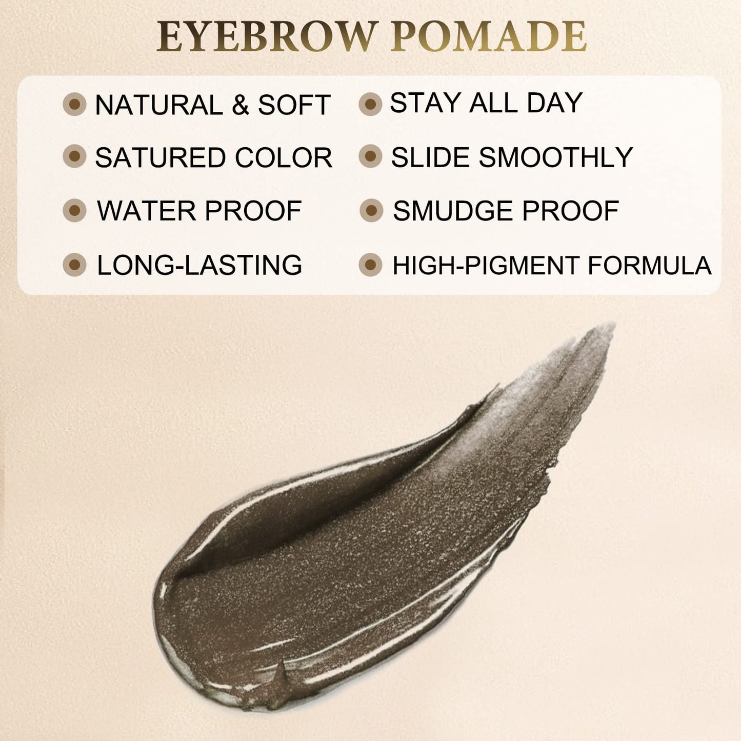 LAVONE Eyebrow Stamp Pencil Kit for Eyebrows, Makeup Brow Stamp Trio Kit with Waterproof Eyebrow Pencil, Eyeliner, Eyebrow Pomade, and Dual-ended Eyebrow Brush - Ebony