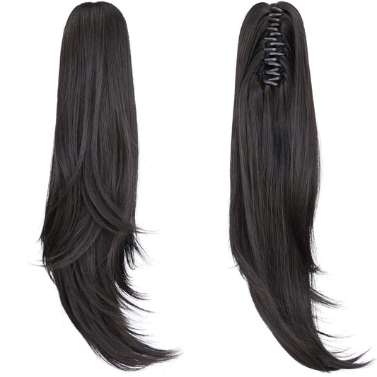 ShulaSHOP Ponytail Extension,20" Clip Hair Extensions Ponytail Curly claw hair Ponytail Extension Natural Looking Synthetic Hairpiece for Women Natural Black
