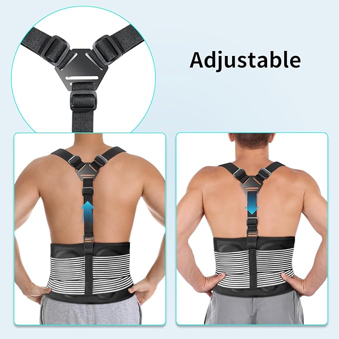 AllyFlex Sports® Back Brace For Lifting Work Y-shape Suspenders Safety Belt With Dual 3D Lumbar Support Relieve Pain, Prevent Injury - XL/XXL (45''-55'')