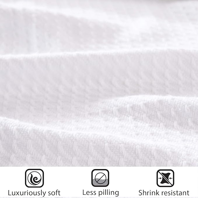 Madison Park Egyptian Cotton Luxury Blanket White 108x90 King Size Knit Premium Soft Cozy 100% Cerified Egyptian Cotton For Bed, Couch or Sofa