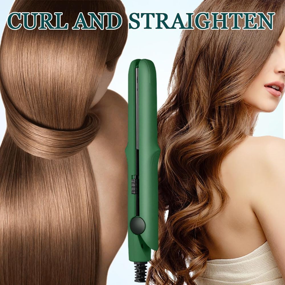 2025 New Mini Dual-Purpose Curling Iron, 2-in-1 Curling Wand Flat Iron Hair Straightener, Travel Curling Iron for All Hair Types (Light Purple)