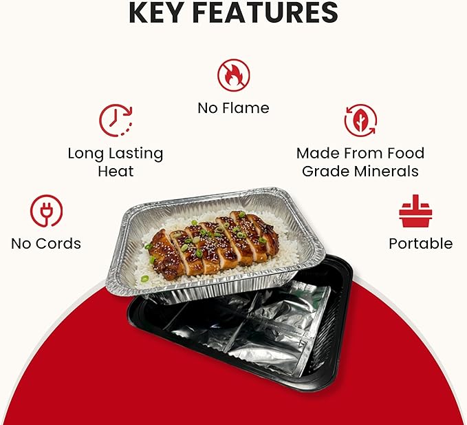 Flameless Food Warming Pads (6 Pack) - Food Warmers for Parties Buffet Disposable - Party Buffet Servers and Warmers for Full Size Pans - Heating Pads for Chafing Dish- Must-Have Catering Supplies