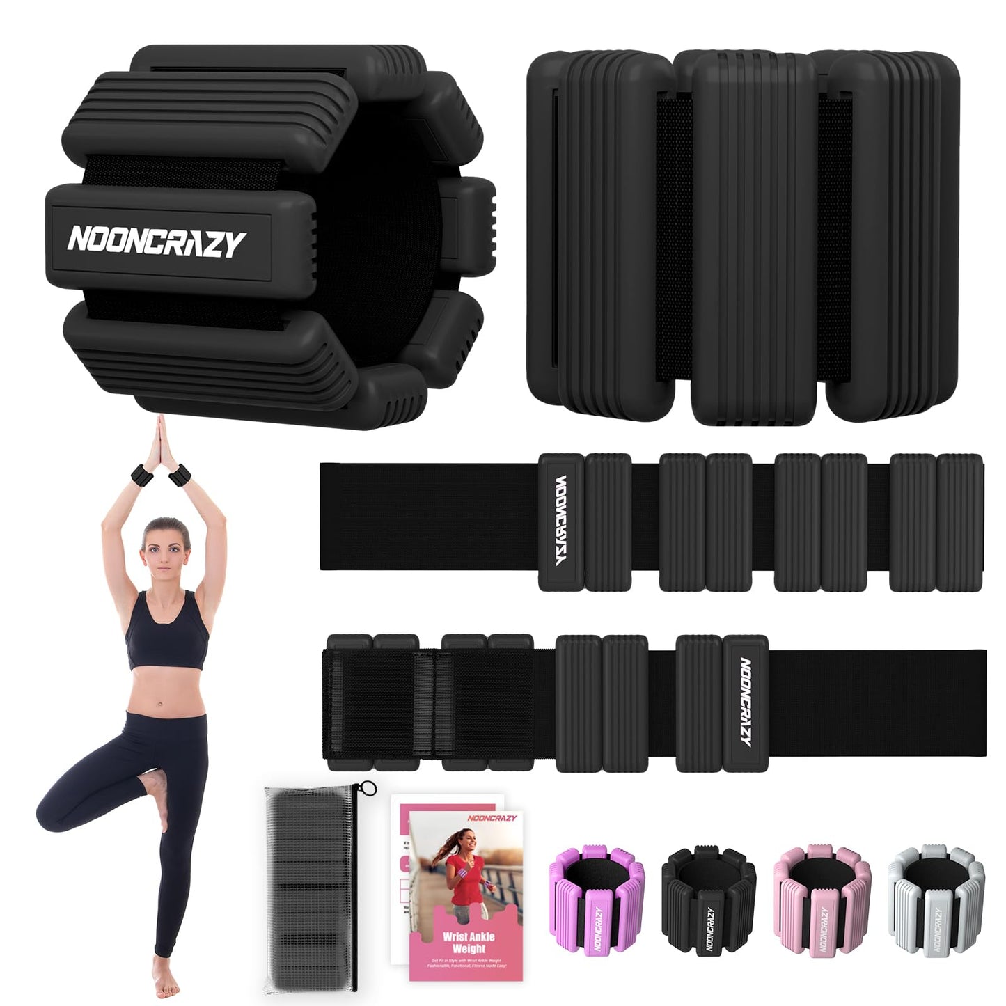 Pilates Wrist & Ankle Weights for Women, Wearable Strong Arm & Leg Weights Set of 2(1Lbs Each), Adjustable Ankle Weights for Walking, Yoga, Dance, Barre,Gym