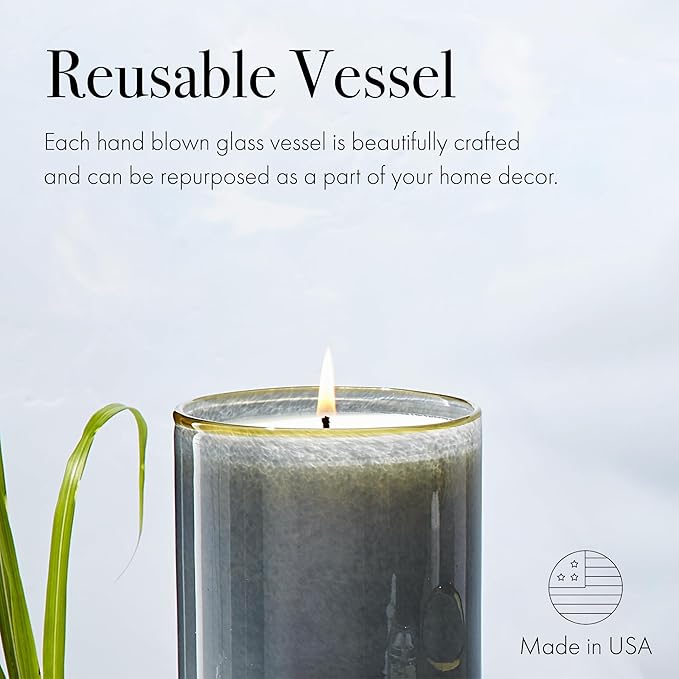 LAFCO New York Classic Candle, Sea & Dune - 6.5 oz - 50-Hour Burn Time - Reusable, Hand Blown Glass Vessel - Made in The USA