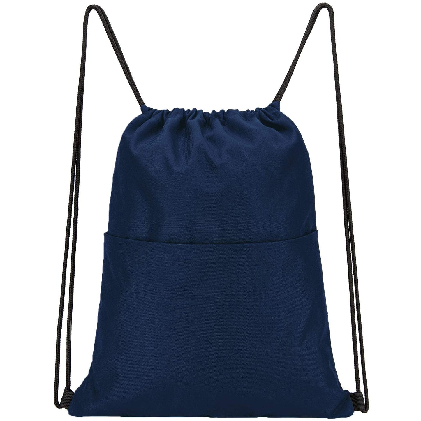 Vorspack Drawstring Backpack Water Resistant String Bag Sports Sackpack Gym Sack with Side Pocket for Men Women - Navy