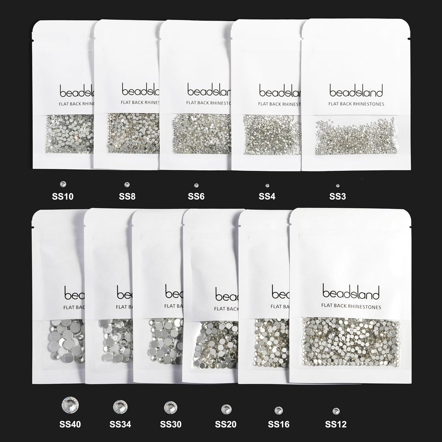 beadsland Flat Back Crystal Rhinestones Round Gems, Emerald (2.3-2.5mm) SS8/1440pcs