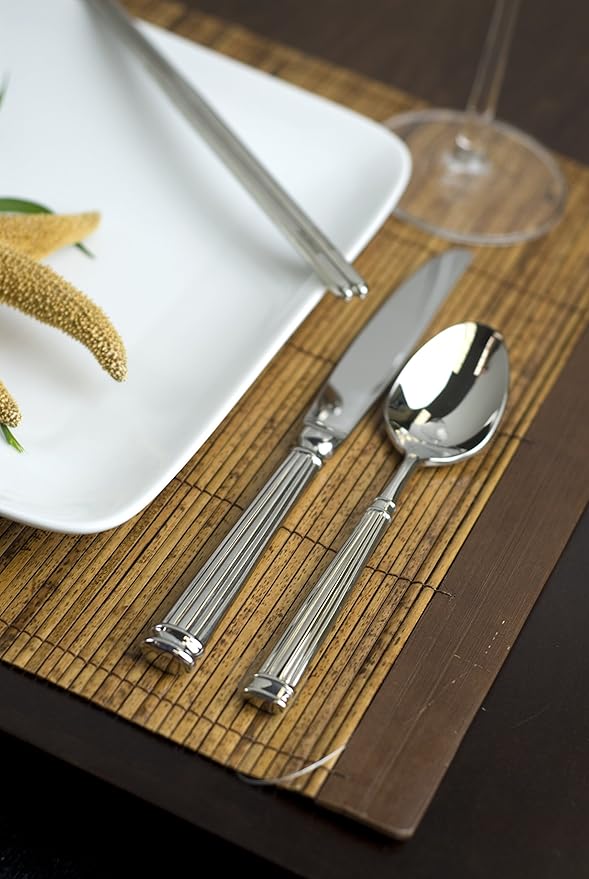 FORTESSA Doria 18/10 Stainless Steel Flatware, 20 Piece Place Setting With Table Knives, Forks and Spoons (Service For 4), Dishwasher Safe, Polished