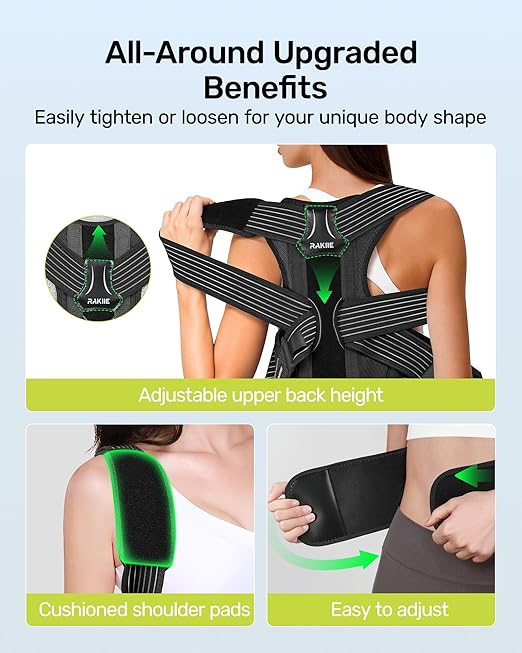 All-round Back Belt Support for Women Men, Breathable Durable Lumbar Support Brace, Invisible Under Clothing, Back Support Brace for Hunchback, Gray Size XL (Upper Waist: 47.2"-53.2")