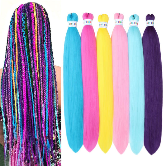 Orgwigs Rainbow Colorful Pre-Stretched 26inch Synthetic Braiding Hair Extensions for Box Braids