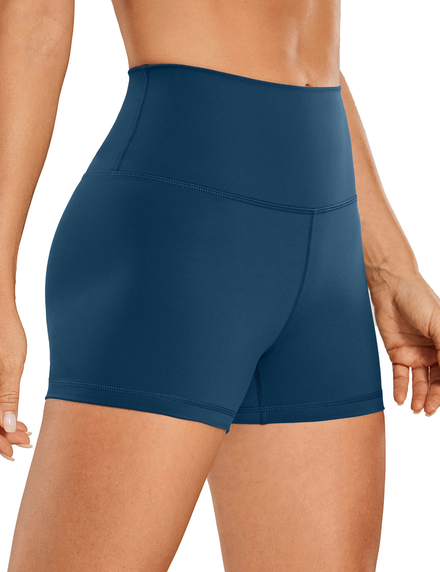 CRZ YOGA Women's Naked Feeling Biker Shorts - 3 Inches High Waisted Yoga Workout Running Spandex Shorts French Navy XX-Small