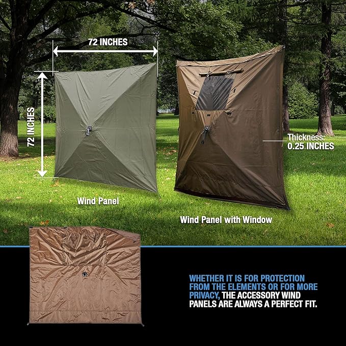 CLAM Quick Set Traveler 6 by 6 Foot Portable Pop Up Outdoor Camping Gazebo Screen Tent 4 Sided Canopy Shelter with Carry Bag and Wind Panel, Brown