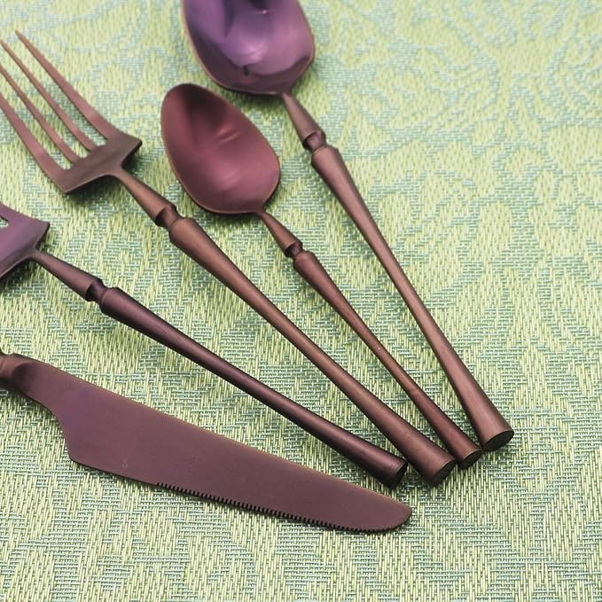 Gugrida Unique & Beautiful Flatware Set - 20 Piece Iridescent Silverware Sets | 18/10 Stainless Steel Reusable Cutlery Set | Purple Utensils Service For 4 with Dessert Fork, Knife, Spoon, Dinner Fork