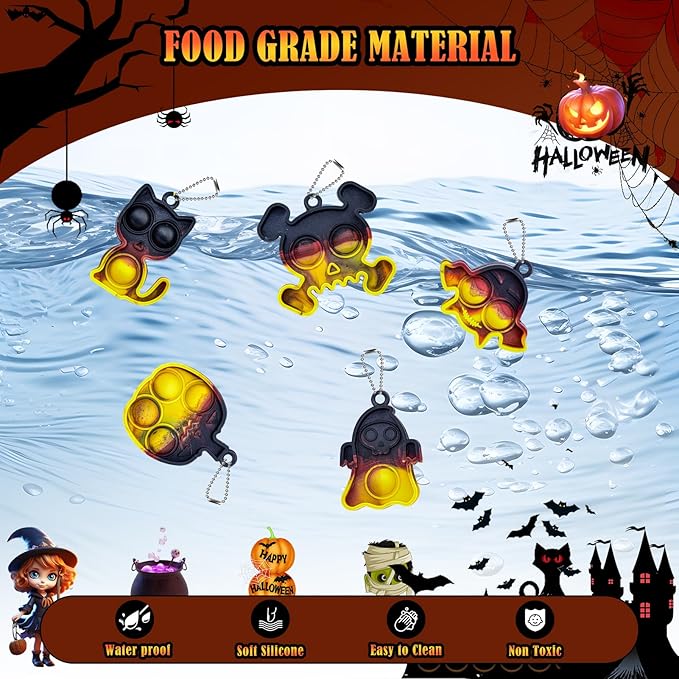 Halloween Pop Fidget Toys Bulk Its Halloween Party Favors for Kids 30PCS Mini Pop Keychain It Halloween Trick or Treat Party Supplies Halloween Goodie Bag Fillers Fidgets for Classroom Prizes for Kids