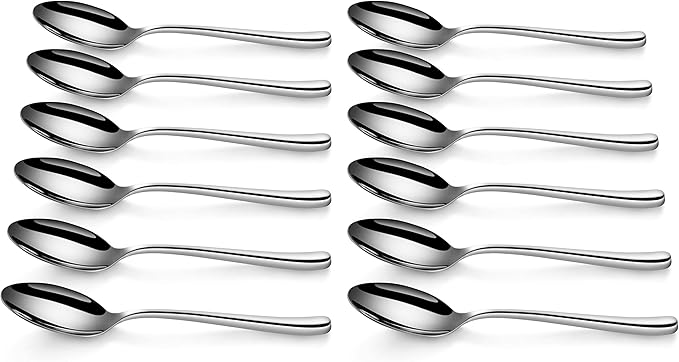 Artaste Rain II Forged 18/10 Stainless Steel (Silver (Set of 12), Dinner Spoon (8-Inch))